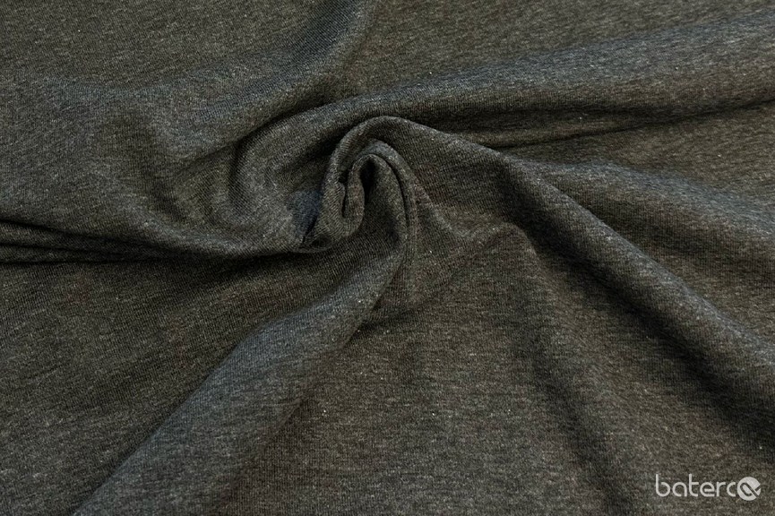 #32PJJ Tmavě šedý melír úplet /46% bavlna, 46% PES, 8% elastan/