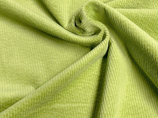 #D228 Hráškově zelený manšestr - velmi pružný a měkký /97% bavlna, 3% elastan/