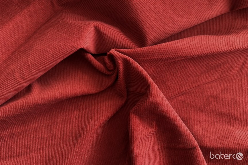 #335 Cihlovo - hnědý manšestr /100% bavlna, úzké žebro/